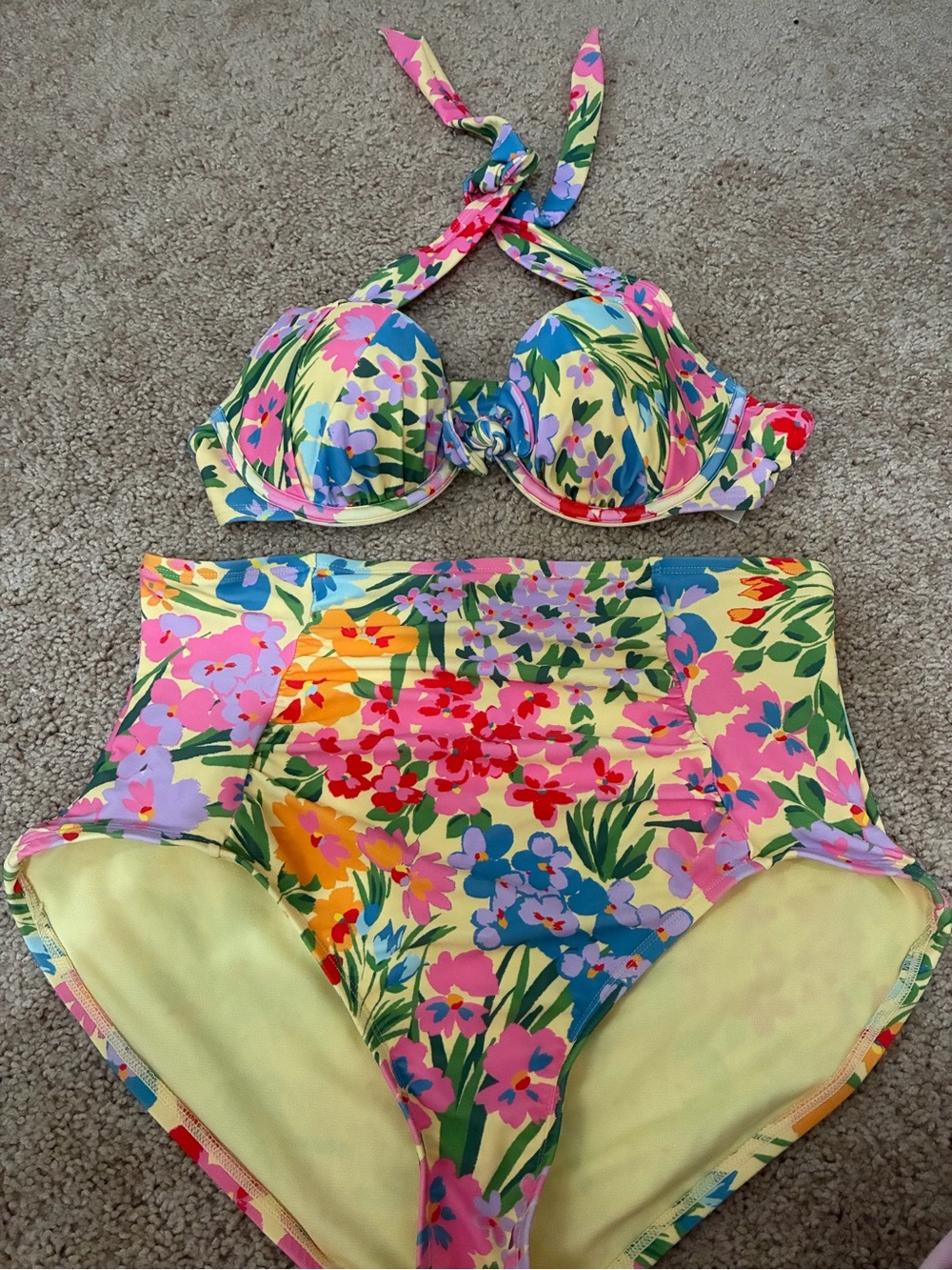 Adore Me floral high waisted bikini set sz 34C and L